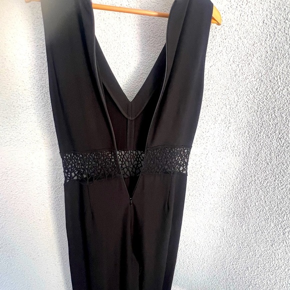 Zac Posen black jumpsuit w/ lace midsection has pockets - Picture 4 of 7